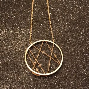 Long gold circle necklace